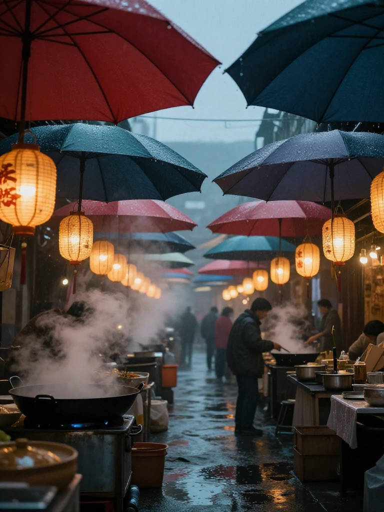 Rain-lit Night Bazaar, plate 2